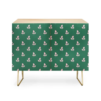 Maritza Lisa Retro Pink Leaf Pattern Credenza - Deny Designs - Image 4