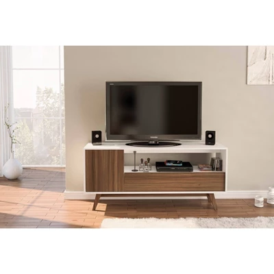 Porto Seguro TV Stand For TVs Up To 60" White/Walnut - Polifurniture - Image 2