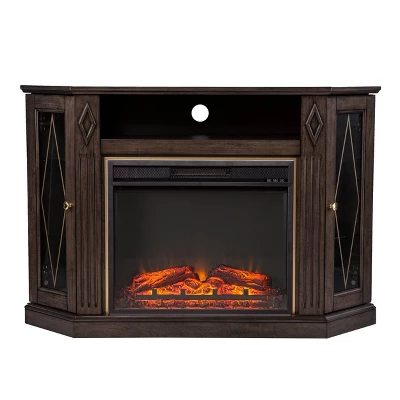 Stonstian Fireplace With Media Storage Brown/Gold - Aiden Lane - Image 12