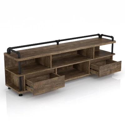 Nanum Multi Storage TV Stand For TVs Up To 70" Reclaimed Oak - MiBasics - Image 3