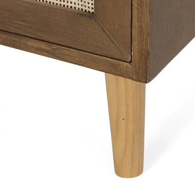 Boyes Contemporary End Table With Hutch Walnut/Natural/Antique Gold - Christopher Knight Home - Image 9