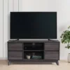 Hollywood Wood Grain TV Stand For TVs Up To 55" With Drawers Dark Gray - CorLiving