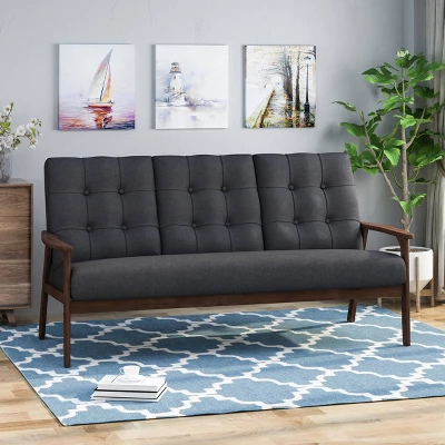 Duluth Mid Century Tufted Sofa Black - Christopher Knight Home