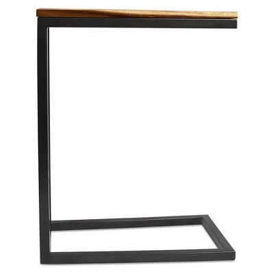 BirdRock Home Acacia Wood TV Tray C Shaped Side Table - Image 4