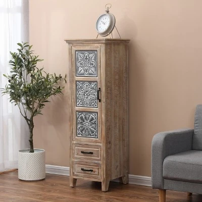 LuxenHome 48" Tall Wood And Metal 2-Drawer 1-Door Storage Cabinet. - Image 5