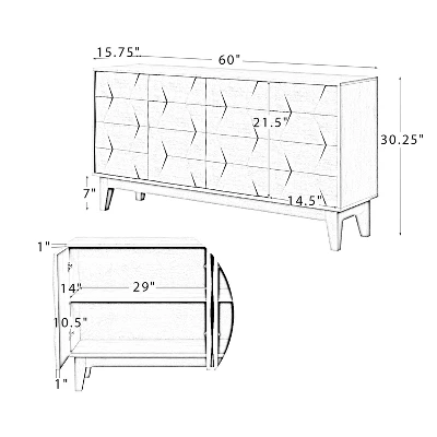 Kamis 60" Morden Storage Sideboard Cabinet With Solid Wood Legs| KARAT HOME - Image 9