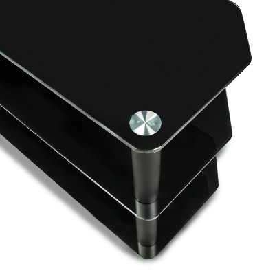 Mount-It! Floor Standing TV Stand W/ 3 Tiered Tempered Glass Equipment Shelves | Entertainment Center W/ Glass Shelves & Flat Screen Mounting Bracket - Image 4