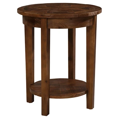 Round End Table Reclaimed Wood Natural - Alaterre Furniture - Image 2