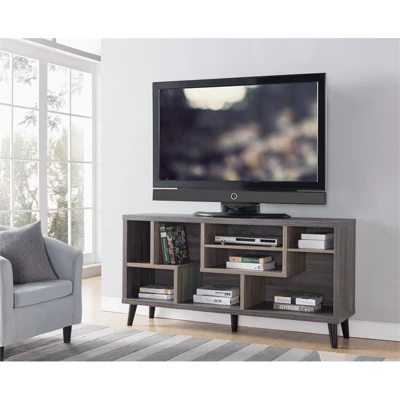 Nahmene Wood TV Stand In Distressed Gray And Taupe - Furniture Of America - Image 3