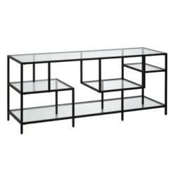 Black Bronze TV Stand With Glass Shelves - Henn&Hart