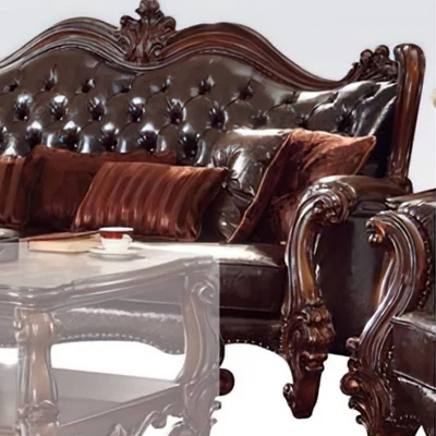 89" Vendome Ii PU Sofa Two Tone Dark Brown/Cherry - Acme Furniture - Image 3