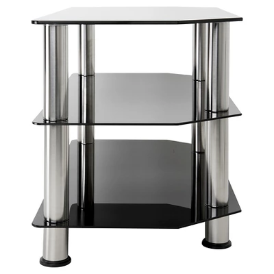 Glass Shelves TV Stand For TVs Up To 37" - Silver/Black