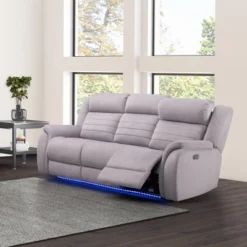 George Power Reclining Sofa With Heat And Massage Gray - Abbyson Living