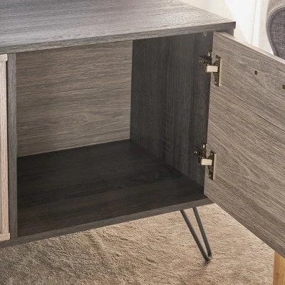 Isadora 71" Mid Century TV Stand For TVs Up To 74" Sonoma Gray/Black - Christopher Knight Home - Image 3