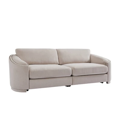 Stylish Sofa With Semilunar Arm, Rivet Detailing, And Solid Frame-ModernLuxe - Image 3