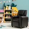 Costway Kids Recliner Chair PU Leather Armrest Sofa W/Footrest Cup Holder BeigeBrown