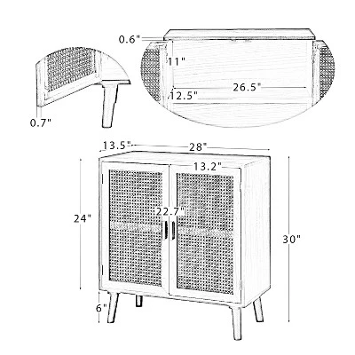 Birnirk 2-Door Accent Solid Wood Storage Cabinet With Shelves| KARAT HOME-Cherry - Image 9