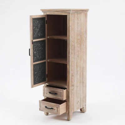 LuxenHome 48" Tall Wood And Metal 2-Drawer 1-Door Storage Cabinet. - Image 8