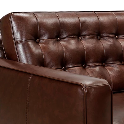 81" Wesley Genuine Leather Power Footrest Tuxedo Arm Sofa - Armen Living - Image 4