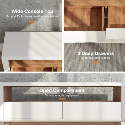 Costway 47'' TV Stand Media Entertainment Center Console W/ 2 Drawers Open Shelve - Image 8