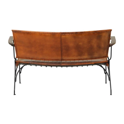 Vintage Leather Loveseat Brown - Olivia & May - Image 4