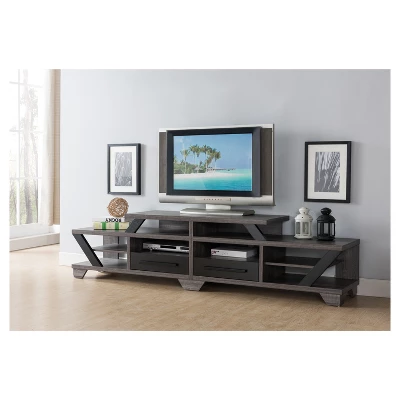 Harla Contemporary TV Stand For TVs Up To 80" Distressed Gray/Black - HOMES: Inside + Out
