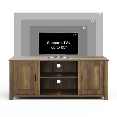 Lavish Home 65-inch TV Stand With 2 Doors, Adjustable Media Console Shelves, And Cable Management, Brown Woodgrain - Image 3