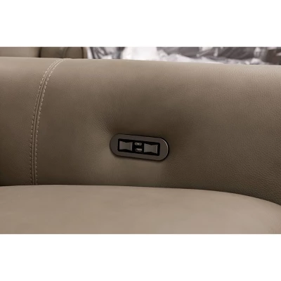 Marley Leather Power Recliner Sofa Loveseat With Power Headrests Beige - Abbyson Living - Image 9